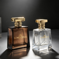Vente en gros de flacons de parfum carrés en verre vides 30ml 50ml 100ml Flacon de parfum en verre transparent vide avec bouchon