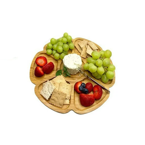 Plateau de service rotatif en <span class=keywords><strong>bambou</strong></span> de la marque Ruilin, design floral, pour noix, en-cas, plateau de service en bois pour les fêtes - Product Image 6