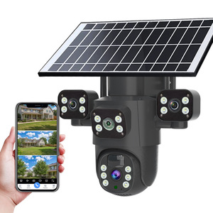 Triple Lens 4G Solar <b>Camera</b> 6MP 360 Degree Outdoor Waterproof Monitoring System With Cloud Storage <b>For</b> Home Security - Product Image 1