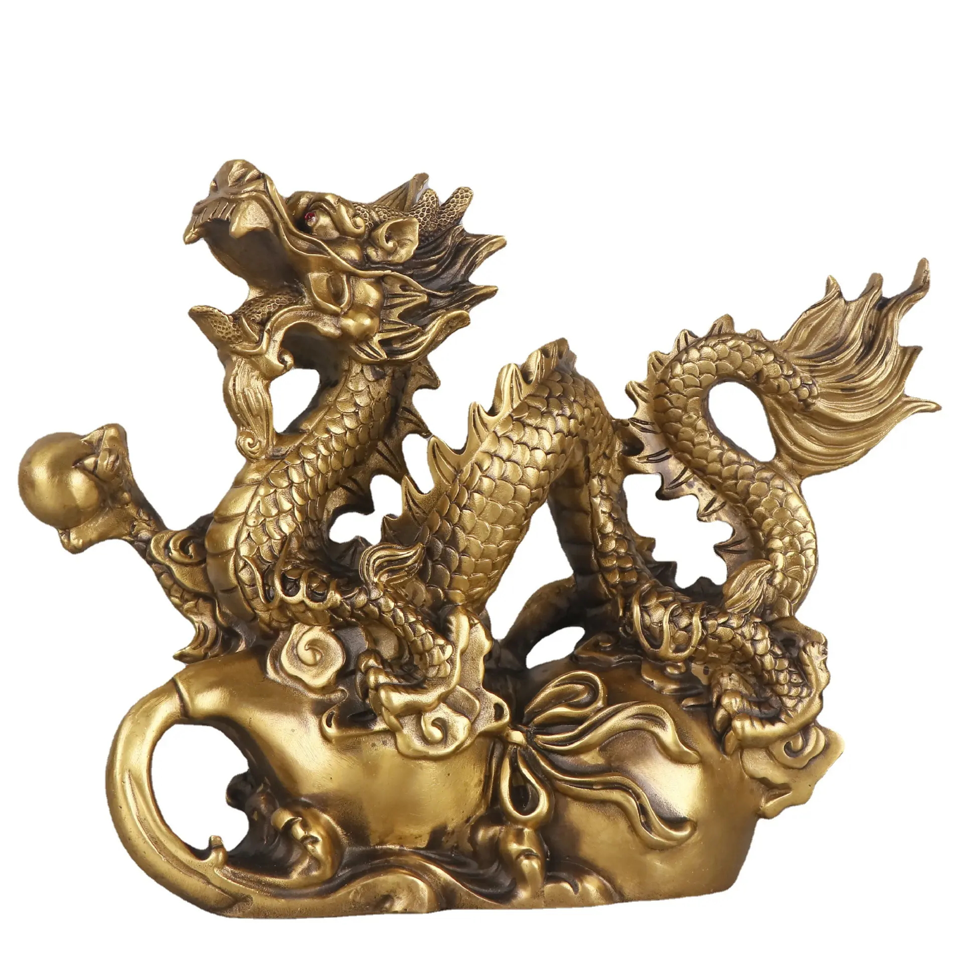 Reines Kupfer Fulu Longs heng Xiaolong Möbel Büro Kupfer Drachen Dekoration Wulou Gruppe Drachen Statue