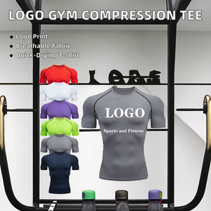 Camiseta Deportiva de Secado Rápido con Logotipo Personalizado, Ajuste Regular, para Gimnasio, Compresión, Tejido de Punto, Transpirable, para Hombre - Product Image 2