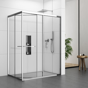 Paroi <span class=keywords><strong>de</strong></span> <span class=keywords><strong>douche</strong></span> coulissante en verre en forme <span class=keywords><strong>de</strong></span> L <span class=keywords><strong>pour</strong></span> séparation sèche et humide, <span class=keywords><strong>cabine</strong></span> <span class=keywords><strong>de</strong></span> <span class=keywords><strong>douche</strong></span> rectangulaire à porte coulissante - Product Image 6
