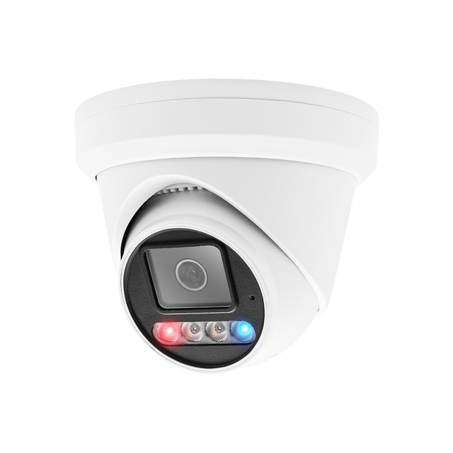 NDAA 8MP 4K Smart AI Night Color Active Deterrence Turret POE IP Camera Red&Blue Flashlight Siren Security Alarm 2-Way Audio