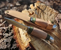 Gravierbares Buchenholzgriff-Messer mit Rundspitze, Feststehende Klinge, Schnitzmesser, Camping-Geradmesser, Sicherheits-Scoutmesser für Kinder