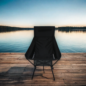 كرسي للتخييم قابل للطي عالي الجودة بظهر عالٍ وإطار على شكل حرف X من سبائك الألومنيوم للاستخدام الخارجي - Product Image 2