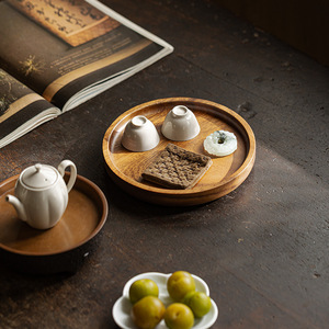 Guanlan Walnut Wood Round Tea Tray Dry Brewing <b>Table</b> Chinese Style Solid Wood Multi Functional <b>Pot</b> Stand - Product Image 2