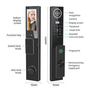 Seguridad Automática Digital Tuya App Control Remoto Inteligentes Wifi Llaves Huella Dactilar Puerta Inteligente 3D Reconocimiento Facial Cerraduras - Product Image 5