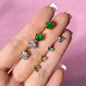 Aretes de Botón Redondos de Circonita Cúbica Chapados en Oro de 18K, Diseño Bonito y Elegante, Precio de Fábrica, Venta al por Mayor, Regalo para Mujer - Product Image 4