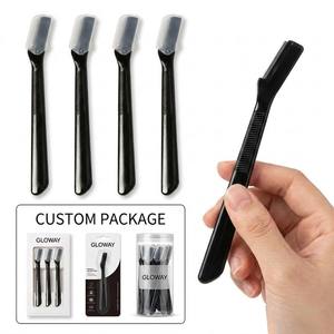 Tondeuse à sourcils multifonctionnelle portable pour femme en acier inoxydable noir, rasoirs pour le visage pour femmes - Product Image 1