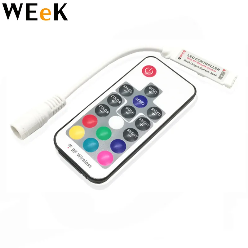 Mini LED RGB Remote Controller DC5-24V 17key RF Wireless Controller with 4pin Female DC For 5050 12A RGB Led Strip Tape Lighting