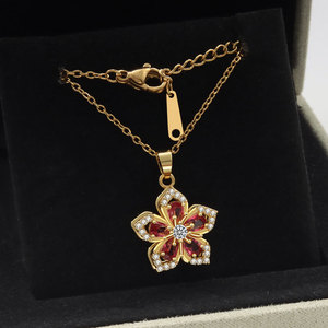 Oval Cut Colorful Cubic Zirconia Copper Alloy 18k Gold Plated Spinning Flower <b>Anxiety</b> <b>Necklace</b> Stress Relief Trendy Fashion - Product Image 4