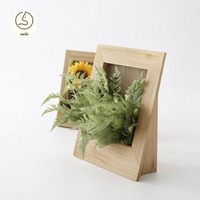 Pot Tanaman Bingkai Foto Kayu Solid Rustic Shadow Box untuk Meja, Dekorasi Rumah Alami, Logo Kustom OEM, Pot Kayu