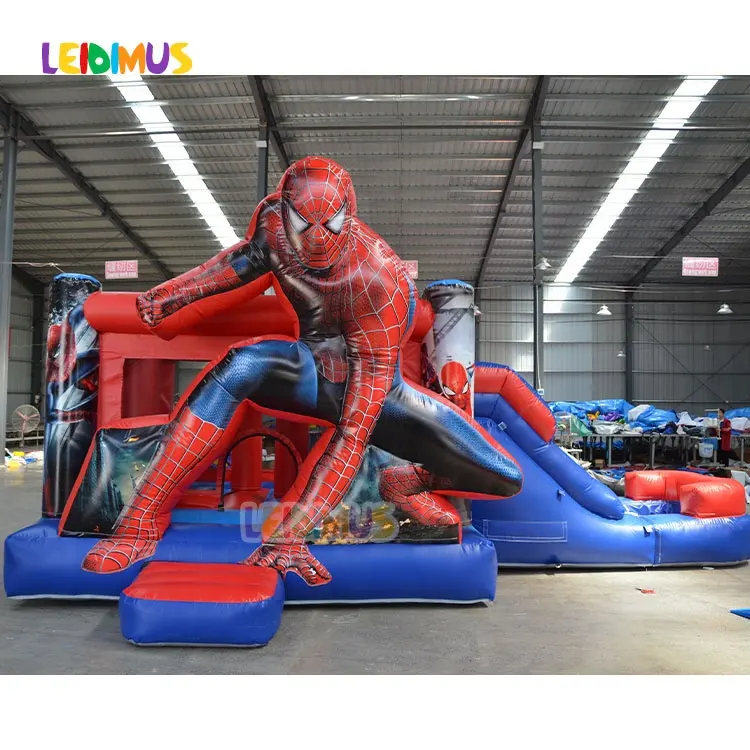 Commercial Spiderman Bounce House With Slide kids Bouncy Jumping Gaming Bounce Spider Man Inflatable bouncer Castle Slide