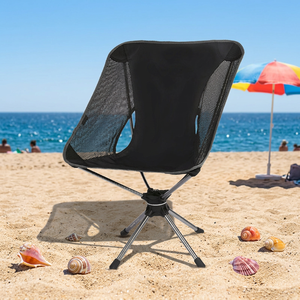 Chaises pliantes de camping, chaise pivotante à 360 degrés avec chaise de voyage portable pour la plage en plein air - Product Image 1