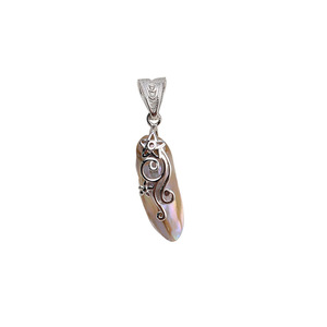 Collier pendentif en argent S925 fait main avec perle baroque, perle irrégulière simple et lâche avec accessoire creux, numéro d'article 1393 - Product Image 5