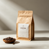 Sacs à café personnalisés imprimés 250g 500g 1kg, finition mate ou brillante, fond plat, avec valve et fermeture éclair refermable, en papier kraft pour emballage de café