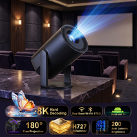 Projecteur LED intelligent portable JUNUO TURN1 personnalisable, prise en charge 4K, Android 14, 200 lumens ANSI, courte focale pour home cinéma