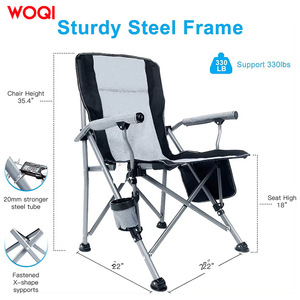 Chaise de plage pliable Woqi Outdoor, dossier haut, assise en mousse épaisse, gris spatial, chaise de camping et de pêche - Product Image 3