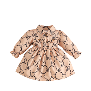 Robe longue à manches imprimées en jean pour filles, collection Printemps-Automne 2025, avec chapeau assorti - Product Image 1