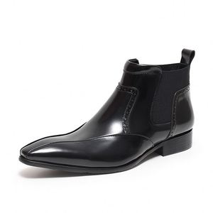 Nouvelles Bottines Chelsea en Cuir Véritable pour Hommes, Style Élégant, en Cuir Brillant, avec Dessus Sculpté en Cuir de Vachette - Product Image 5