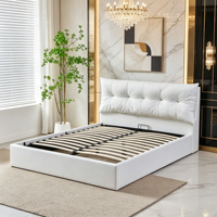 Cadre de lit rembourré avec plateforme de rangement relevable, espace de rangement sous le lit, lit de rangement Queen/King Size pour mobilier de chambre