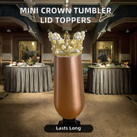 Mini gobelets à vin en métal de 6oz avec perle or et argent couronne Toppers accessoires de verres pour décor de bar couvercle de couronne élégant