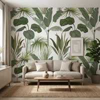 Wallpaper Mural Kecantikan Bunga Tanaman Tepi Air Tropis Latar Belakang Hijau Timbul Modern Dapat Dilepas Tahan Air Tahan Api