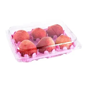 Wegwerp Accepteren Custom Peach Dozen Wegwerp Fruit Plastic Verpakking Lade Voor Verse Perziken Storaging