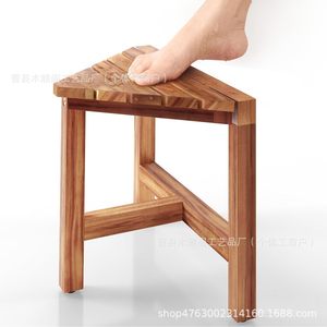 Mu Shunge Wooden Corner <b>Stool</b> With <b>Storage</b> Shelf For Bathroom Living Room Bedroom Childrens Use - Product Image 5