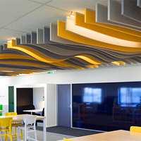 Panneaux de plafond insonorisants en fibre de polyester 100 % écologiques, prix usine, NRC 0,85-0,95 pour hôtels, écoles, salles de classe