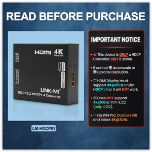 ตัวแปลง HDCP2.2เป็น HDCP1.4 HDMI รองรับ4Kx2K60Hz YCbCr 4:2:0รูปแบบเสียง DB, <span class=keywords><strong>DTS</strong></span>, LPCM - Product Image 4