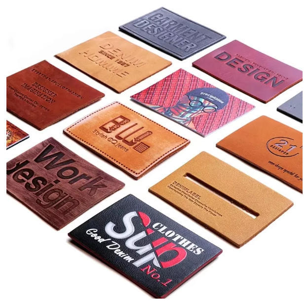Custom PU Leather Patch Embossed Logo Label Faux Leather Jeans Patch for Clothing Hat Bag