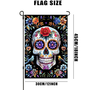 Bandera de Jardín al por Mayor de 12*18'' con Temática del Día de Muertos en México, Diseño Personalizado, Doble Capa, Bandera para Patio o Casa - Product Image 2