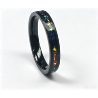 Vente directe d'usine, bague en acier tungstène martelé de 8 mm, incrustation d'opale et de carbure de tungstène, bague de mode pour homme