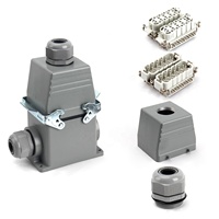 Connecteur robuste BYLJQ HDC HE-032 32/36/40 broches, prise de courant rectangulaire industrielle aérospatiale pour carte de circuit imprimé, IP65 500V 16A, en aluminium