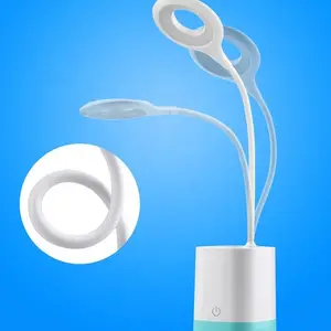 Lámpara de mesa LED con carga USB táctil, lámpara de escritorio flexible, protección ocular, aprendizaje, luz nocturna, aprendizaje, multifunción, portalápices, lámpara