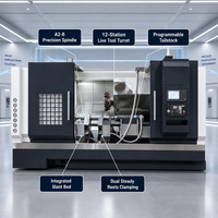 Tour CNC à banc incliné robuste 63, tourelle porte-outils à 12 postes, broche A2-8, contre-porte programmable pour l'usinage de pièces automobiles
