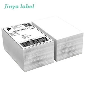 Doğrudan toptan termal su geçirmez kağıt etiket Fanfold irsaliye Sticker A6 boyutu (100x150 4x6) nakliye için yapıştırıcı tipi