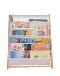 Decoración <span class=keywords><strong>del</strong></span> hogar Estante <span class=keywords><strong>de</strong></span> almacenamiento <span class=keywords><strong>de</strong></span> <span class=keywords><strong>libros</strong></span> plegable <span class=keywords><strong>de</strong></span> madera portátil moderno con bolsillos <span class=keywords><strong>de</strong></span> lona para niños y - Product Image 1