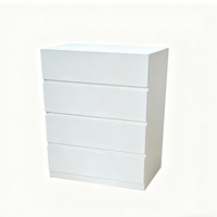 Mueble para el Hogar, Moderno, Blanco, MDF, Gabinete con Cuatro Cajones, Tipo Panel, Unidad de Almacenamiento para Sala de Estar, Dormitorio, Madera