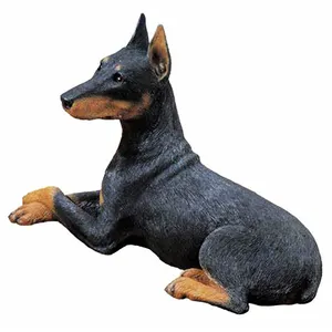 Figura de animal de poliresina con forma personalizada, estatua decorativa de gran tamaño para perro, doberman