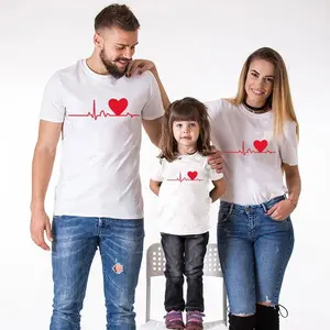 부모-자식 의류 여름 티셔츠 도매 크루 넥 인쇄 부모-자식 정장 가족 의류
