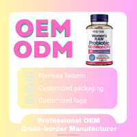 Capsules de Probiotiques OEM pour Femmes, 100 Milliards de UFC, Enzymes Digestives, Approuvées pour l'Équilibre du pH Vaginal et Intestinal Féminin