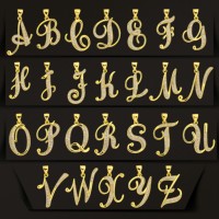 CM Fashion Jewelry Pendentifs Lettres Plaqué Or 24K, Breloques Alphabet, Pendentifs Initiales, Pendentifs Lettres pour Collier