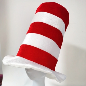Cadılar Bayramı Dr. Seuss Şapkalı Kedi Deluxe Kırmızı ve Beyaz Çizgili Boru Şeklindeki Kostüm Silindir Şapka - Product Image 3