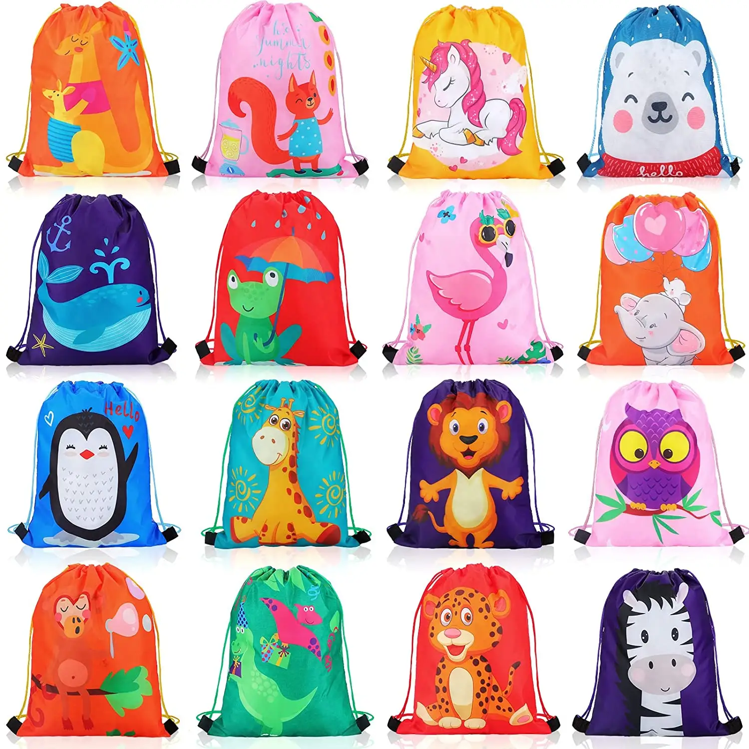 Drawstring Bags for Kids Birthday Shopping Bag Foldable Animal Backpack School Travel Duffel Bags