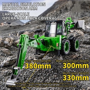 SJY-1579 Excavatrice télécommandée 9 canaux, Chargeur, Chariot élévateur bidirectionnel, Modèle de véhicule d'ingénierie avec simulation sonore et lumineuse, en métal, pour enfants, câble USB - Product Image 4