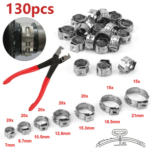 130pcs 7 kích thước 304 thép không gỉ duy nhất tai Ống kẹp 6-21mm uốn ống kẹp loại Kit uốn Pinch Công cụ phù hợp - Product Image 5