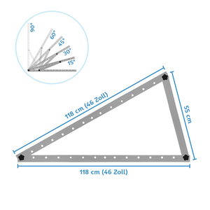 Soporte Ajustable para Panel Solar de Aleación de Aluminio de 3.0 mm de Grosor, 118 cm, 46 Pulgadas, 1 Par, - hasta 600 <span class=keywords><strong>W</strong></span> - 0-90 Grados - Product Image 1