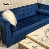 Canapé sectionnel Chesterfield de luxe en velours capitonné, 2 places, bois massif, style moderne pour salon
